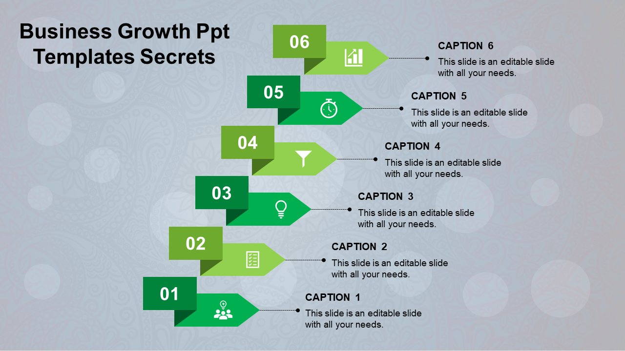 business growth ppt templates-green
